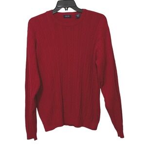 Vtg 70s 80s Japan IZOD Cableknit Sweater Mens M Red Preppy Vibrant Academia Soft